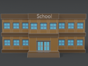 low poly cartoon school 3D मॉडल
