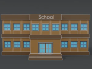 low poly cartoon school 3D Model