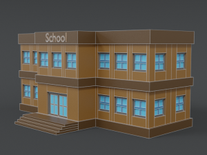 low poly cartoon school 3D मॉडल