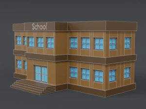 low poly cartoon school 3D Model