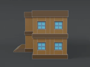 low poly cartoon school 3D Model
