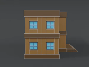 low poly cartoon school 3D Model