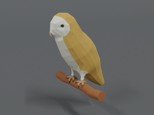 low poly cartoon barn owl 3D Model