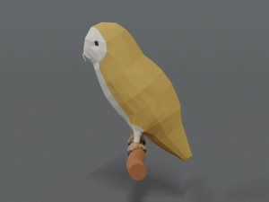 low poly cartoon barn owl Modelo 3D