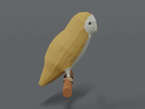 low poly cartoon barn owl Modelo 3D