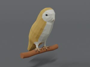 low poly cartoon barn owl Modelo 3D