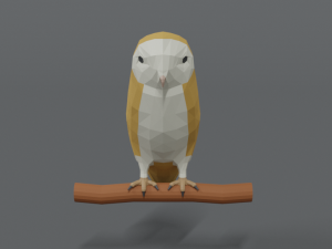 low poly cartoon barn owl Modelo 3D