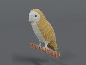 low poly cartoon barn owl Modelo 3D