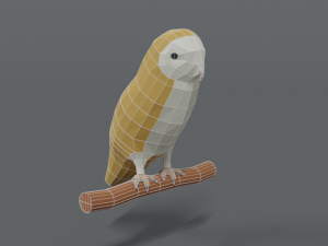 low poly cartoon barn owl Modelo 3D