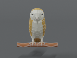 low poly cartoon barn owl Modelo 3D