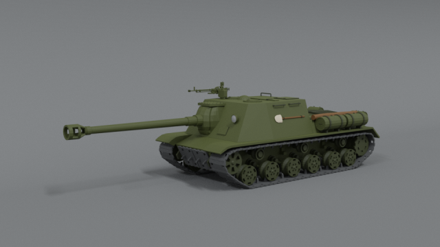 low poly cartoon isu 122s tank Model 3D .c4d .max .obj .3ds .fbx .stl .blend 