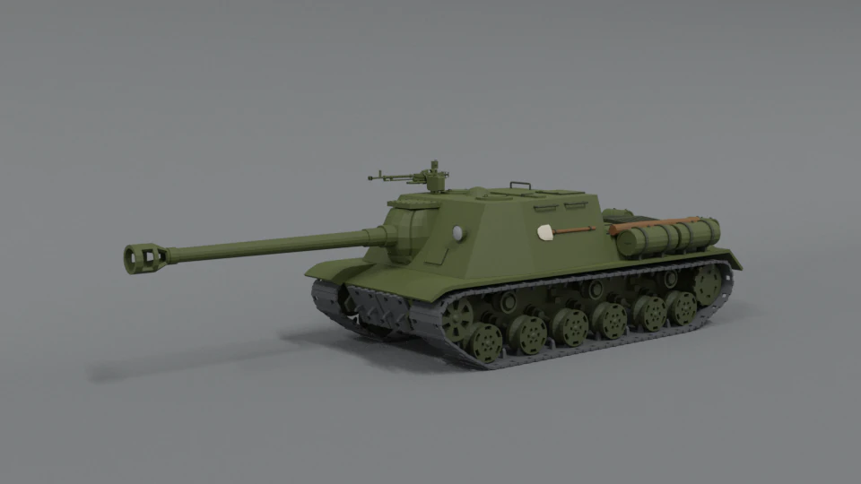 low poly cartoon isu 122s tank 3D Model .c4d .max .obj .3ds .fbx .stl .blend 