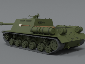 low poly cartoon isu 122s tank Model 3D