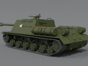 low poly cartoon isu 122s tank 3D Model