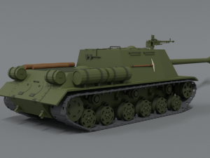 low poly cartoon isu 122s tank Model 3D