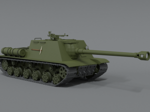 low poly cartoon isu 122s tank Model 3D