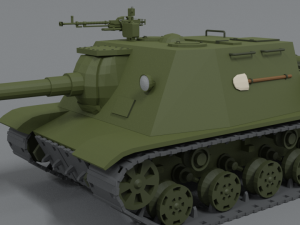 low poly cartoon isu 122s tank Model 3D