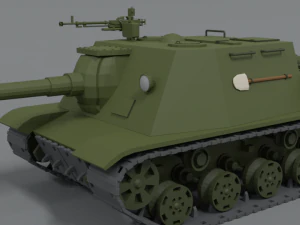 low poly cartoon isu 122s tank 3D Model