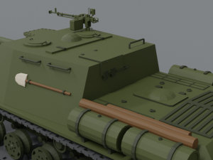 low poly cartoon isu 122s tank Model 3D
