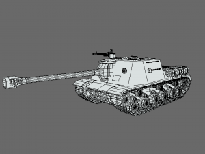 low poly cartoon isu 122s tank Model 3D