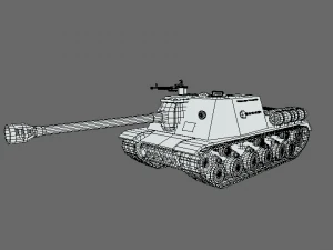 low poly cartoon isu 122s tank 3D Model