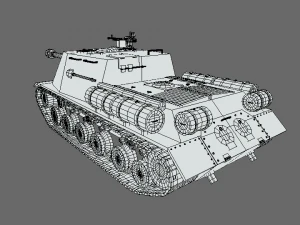 low poly cartoon isu 122s tank 3D Model