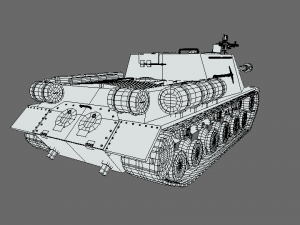low poly cartoon isu 122s tank Model 3D
