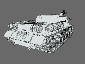 low poly cartoon isu 122s tank 3D Model