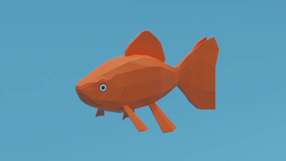 low poly cartoon goldfish 3D Model .c4d .max .obj .3ds .fbx .stl .blend 