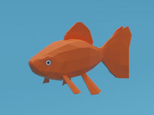 low poly cartoon goldfish 3D Model