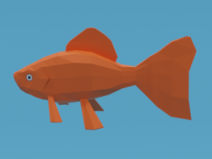 low poly cartoon goldfish Model 3D