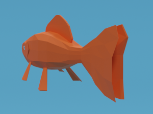 low poly cartoon goldfish Model 3D