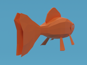 low poly cartoon goldfish Model 3D