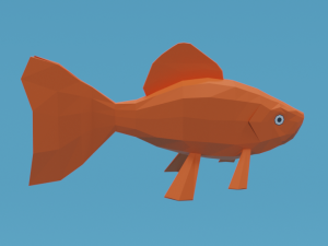 low poly cartoon goldfish Model 3D