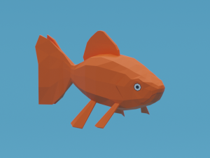 low poly cartoon goldfish Model 3D