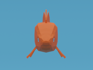 low poly cartoon goldfish Model 3D