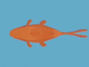 low poly cartoon goldfish Model 3D