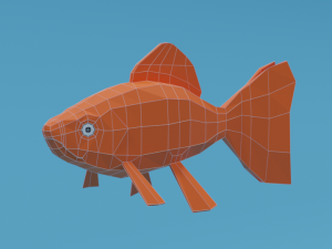 low poly cartoon goldfish Model 3D