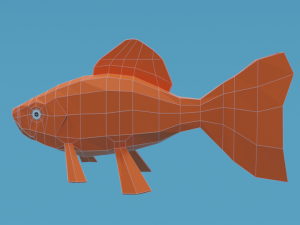 low poly cartoon goldfish Model 3D