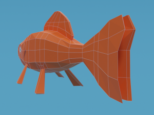low poly cartoon goldfish Model 3D