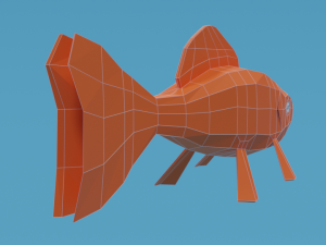low poly cartoon goldfish Model 3D