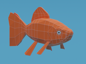 low poly cartoon goldfish Model 3D