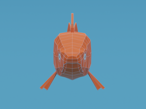 low poly cartoon goldfish Model 3D