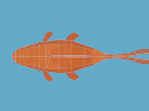 low poly cartoon goldfish Model 3D