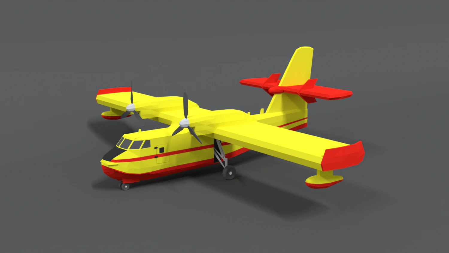 Low poly canadair cl 215 3D Model .c4d .max .obj .3ds .fbx .stl .blend 