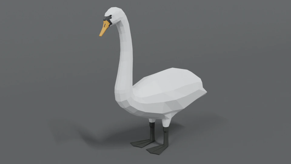low poly cartoon swan 3D Model .c4d .max .obj .3ds .fbx .stl .blend 