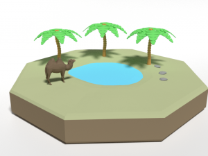 low poly cartoon oasis scene 3D-Modell