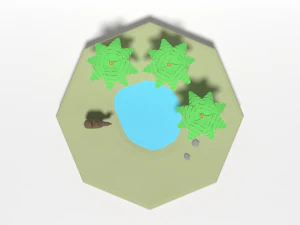 low poly cartoon oasis scene 3D Model