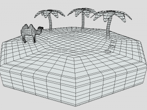 low poly cartoon oasis scene Modelo 3D