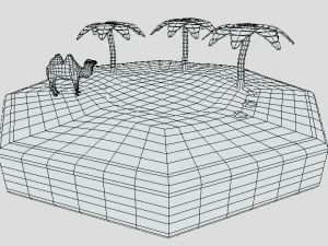 low poly cartoon oasis scene 3D Model